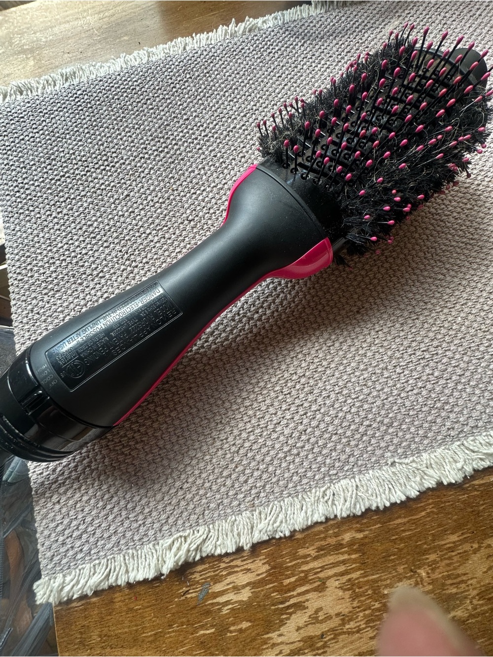 Revlon Black and Hot Pink Rotating Round Hair Brush Styler